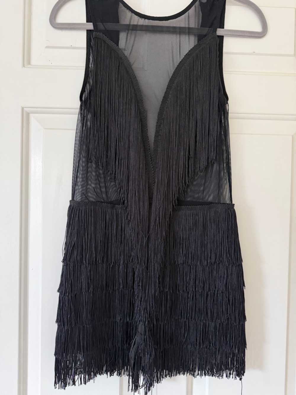 Black Fringe Sleeveless Dress - Elegant Party Dress